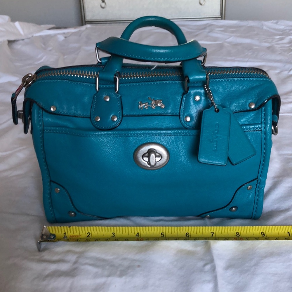 Coach Leather Turquoise on Turquoise Handbag